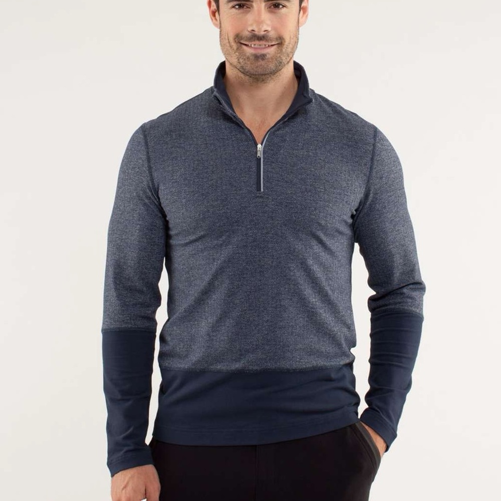 Lululemon Speed 1/2 Zip - Blue Herringbone - Small